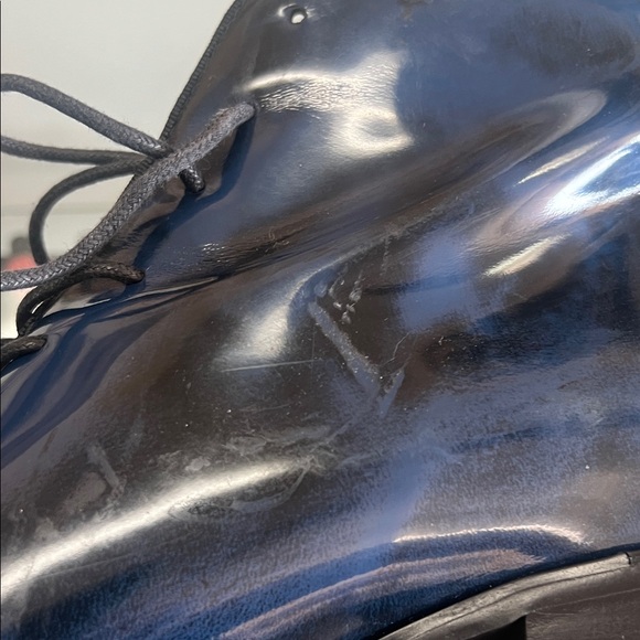 Jeffrey Campbell Shiny Navy Lace-Up Boots - Picture 6 of 7